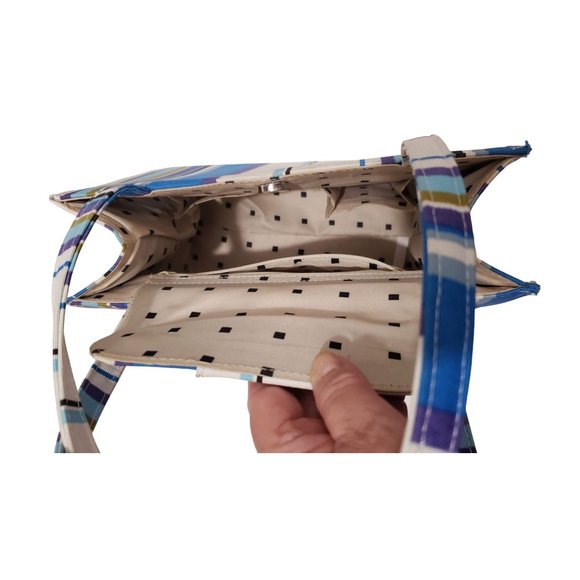 Summer Striped handbag with feet magnetic closure - Picture 6 of 7